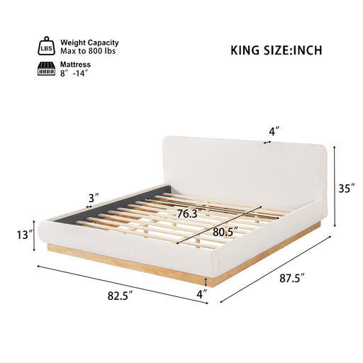 Upholstered Platform Bed Frame, No Box Spring Required Noble House
