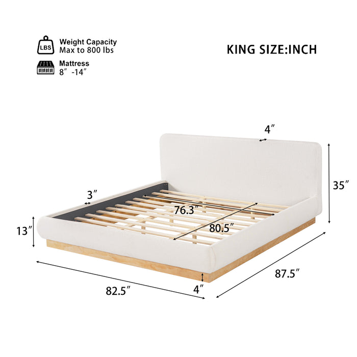 Upholstered Platform Bed Frame, No Box Spring Required Noble House