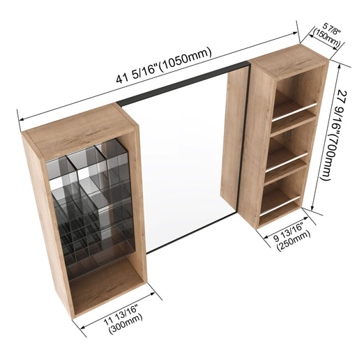 41.3" Wall Mounted Bathroom Cabinet With Storage - Imitative Oak Home Essentials