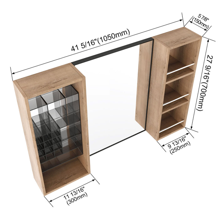 41.3" Wall Mounted Bathroom Cabinet With Storage - Imitative Oak Home Essentials