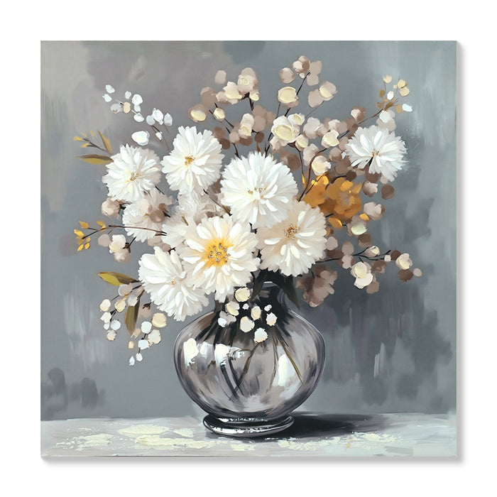 Chrysanthemum Vase Canvas Wall Art Decor Country - Stone White Daily Nest