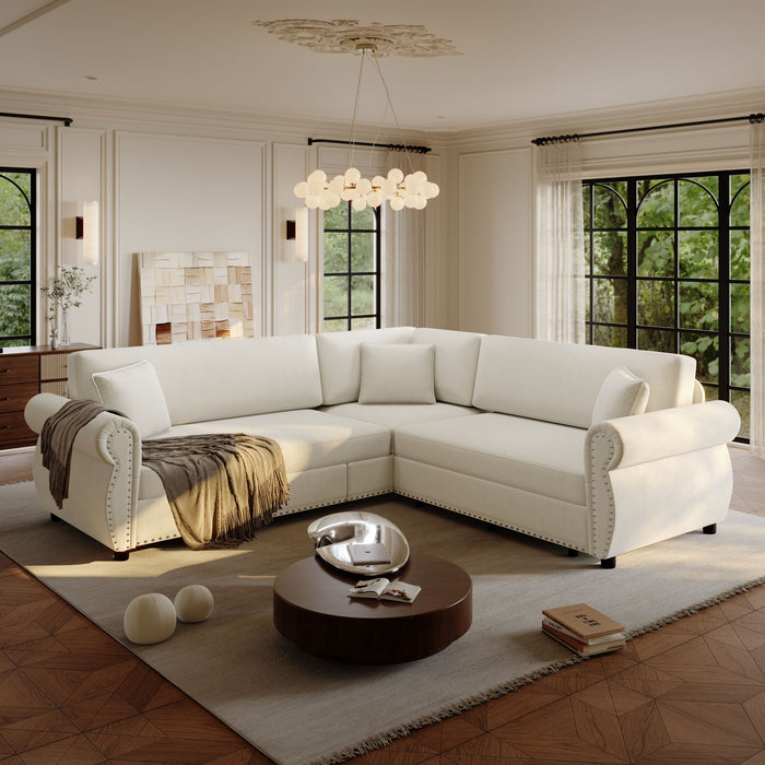 L-Shaped Sofa Couch With Pull-Out Bed Home Essentials