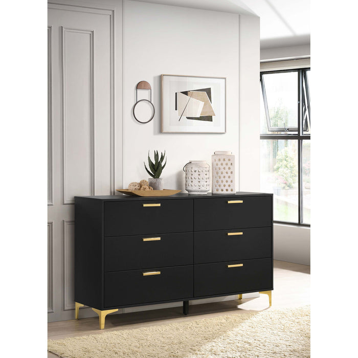 Lexie - 6 Drawer Rectangular Dresser - Black Furniture Max