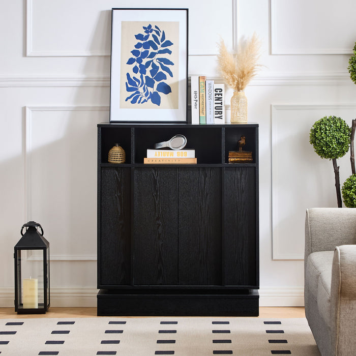 Fluted Sideboard Buffet Cabinet With 2 Doors And Adjustable Shelf, Storage Cabinet For Entryway Home Essentials