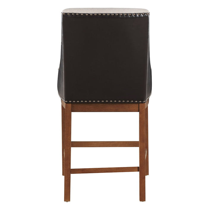 Gilsea - Counter Height Chair (Set of 2) - Fabric, Brown Synthetic Leather & Brown ACME