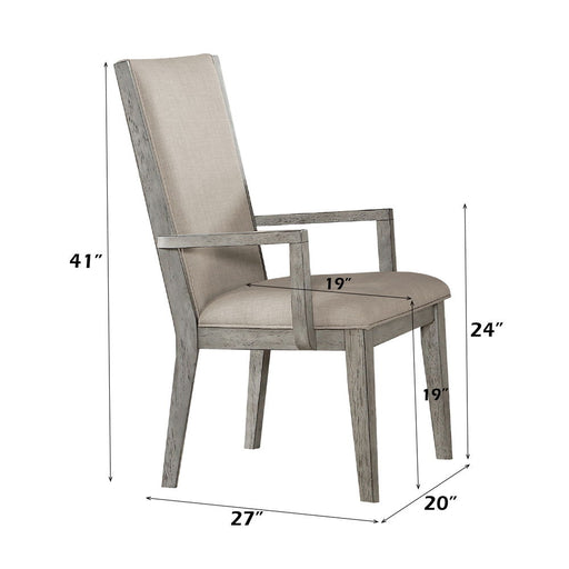 Rocky - Arm Chair (Set of 2) - Fabric & Gray Oak ACME