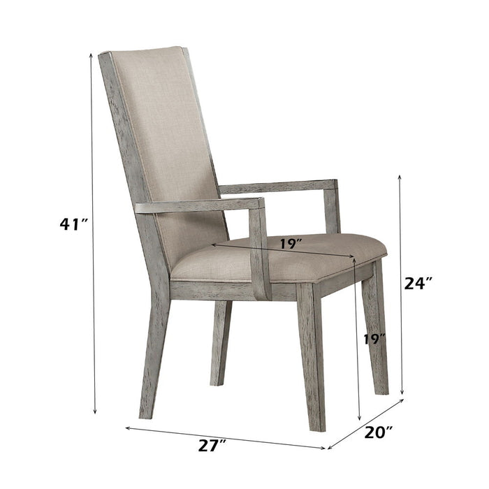Rocky - Arm Chair (Set of 2) - Fabric & Gray Oak ACME