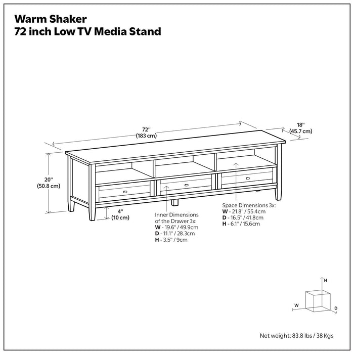 Warm Shaker - Handcrafted Low TV Media Stand Simpli-Home