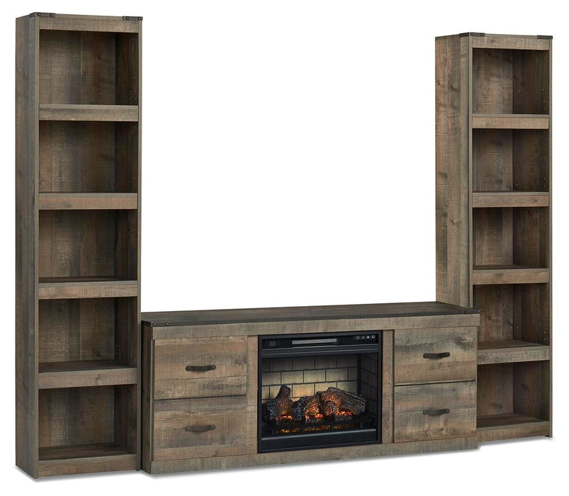 Trinell - 3-Piece Entertainment Center With Electric Fireplace - Brown Signature Design by Ashley®
