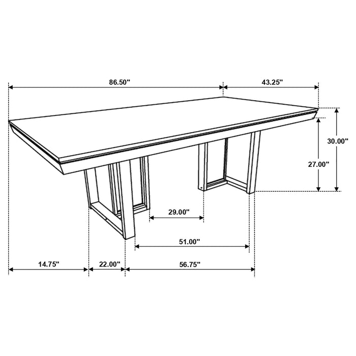 Glenmoor - Rectangular Dining Table With Geometric Double Pedestal Base - Dark Gray Furniture Max