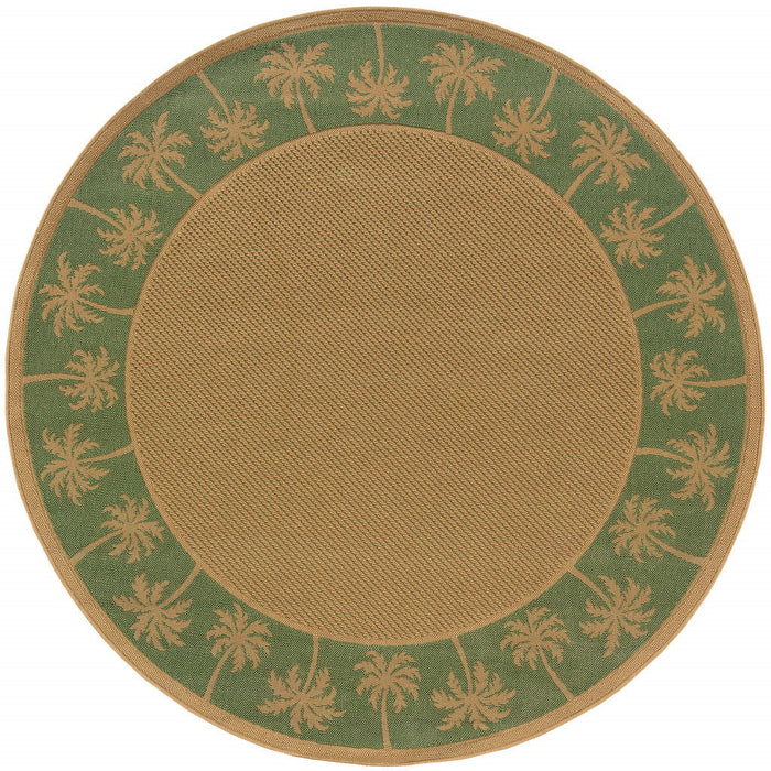 8' X 8' Round Stain Resistant Outdoor & Indoor Area Rug - Beige