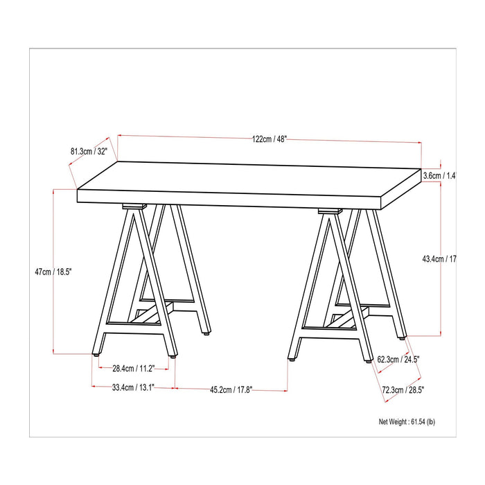 Sawhorse - Handcrafted Solid Table Simpli-Home
