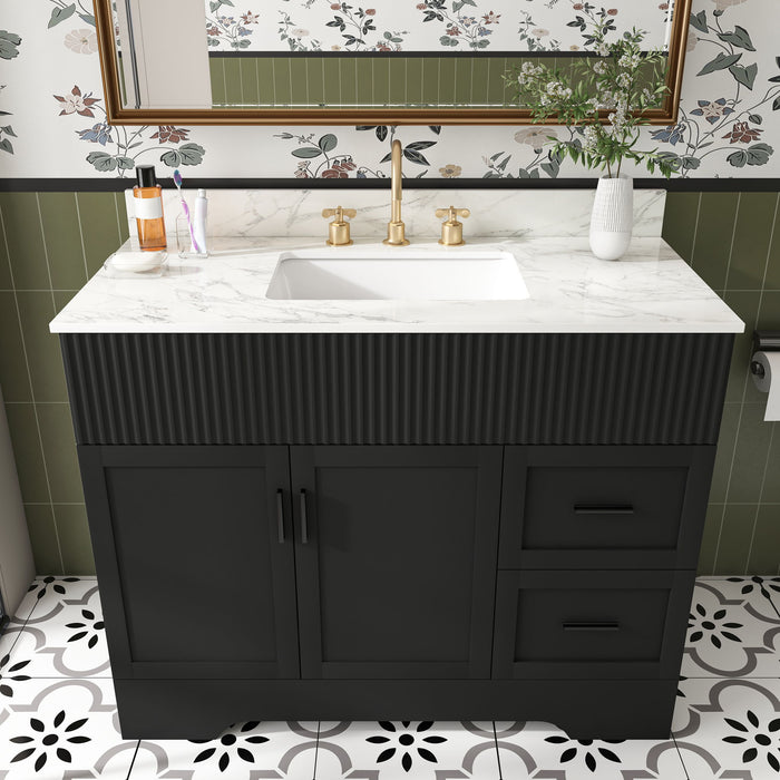 Bathroom Vanity Set, Soft Close Doors & Drawers, 3 Faucet Holes, Sink Included - Black Home Essentials