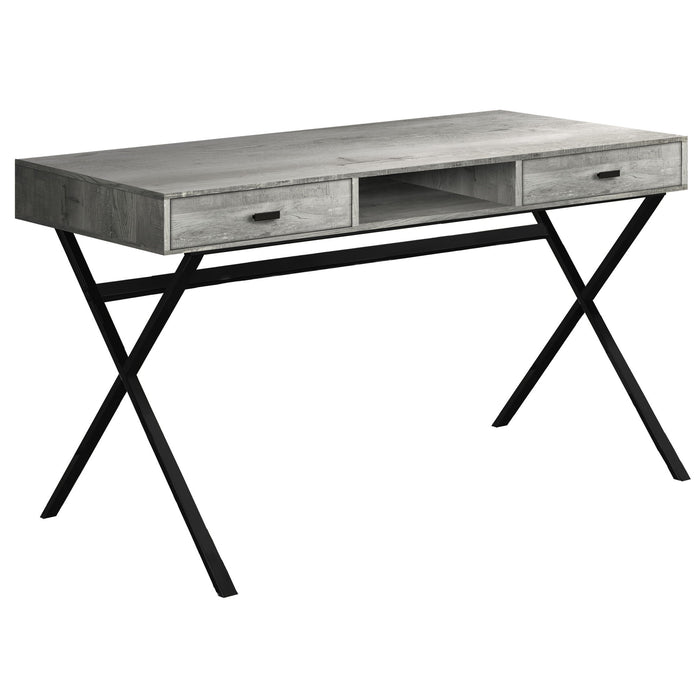24" Computer Desk With Two Drawers - Gray And Black
