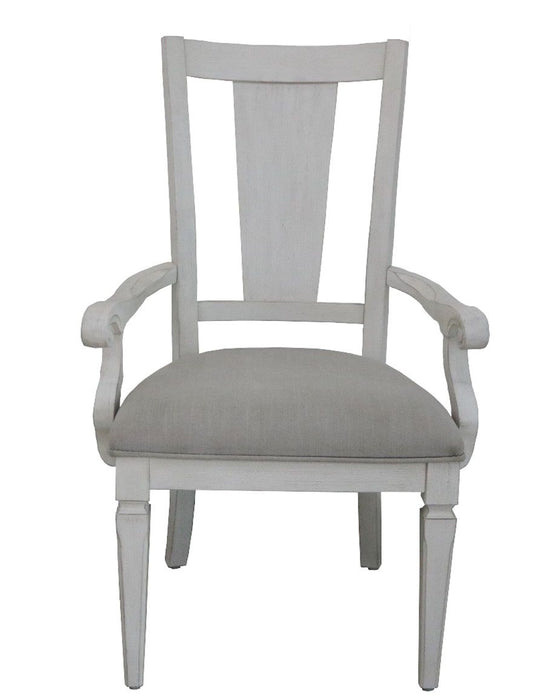 Katia - Arm Chair Set of 2) - Light Gray Linen & Weathered White
