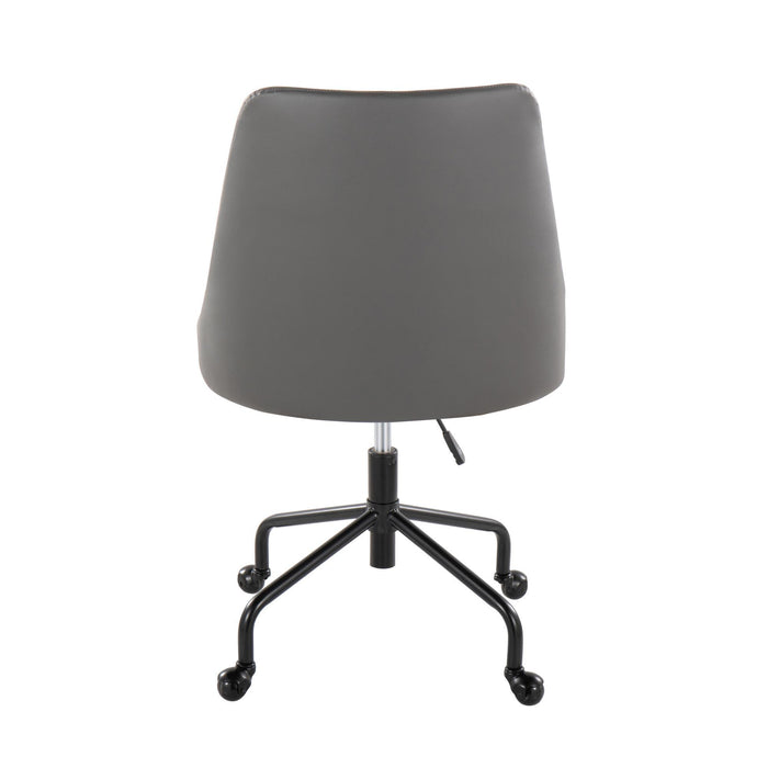 Marche Contemporary Adjustable Office Chair With Casters In Black Metal And Gray Faux Leather By Lumisource