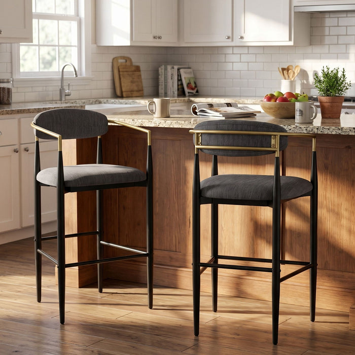 Upholstered Bar Stools (Set of 2) - Charcoal Noble House