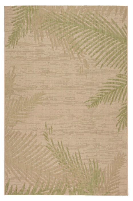 3' X 5' Floral Indoor / Outdoor Area Rug - Beige