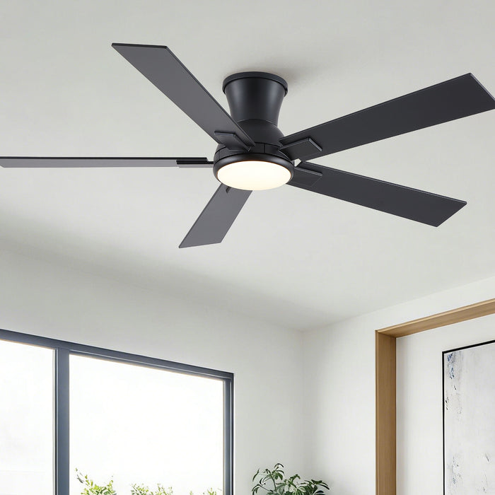 Low Profile Flush Mount Intergrated LED Ceiling Fan With Light And Reversible Quiet Motor Daily Nest