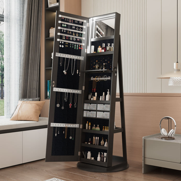 Swivel Jewelry Cabinet With Full Length Mirror Daily Nest