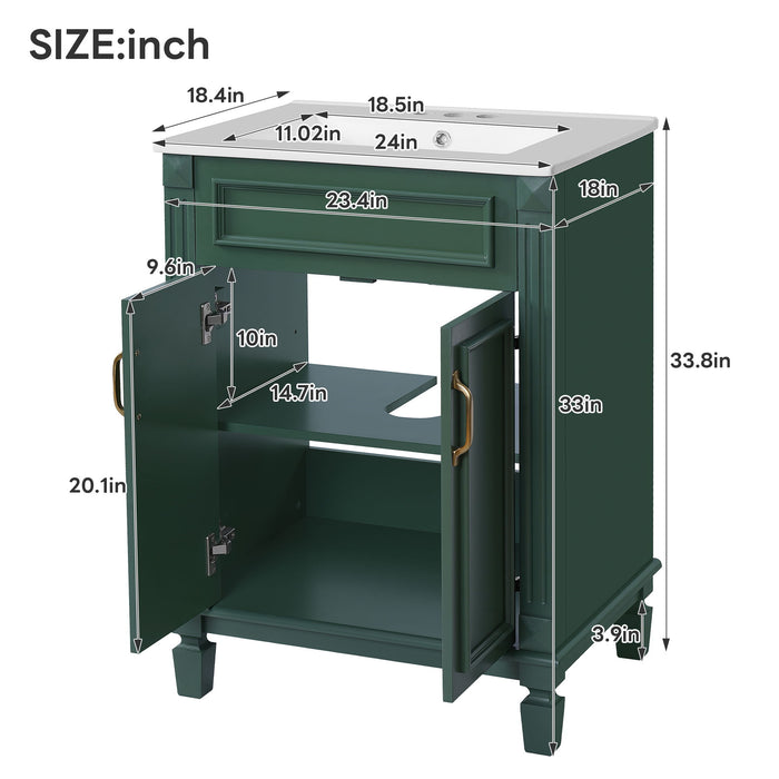 Bathroom Vanity With Top Sink, Cabinet With 2 Soft Closing Doors