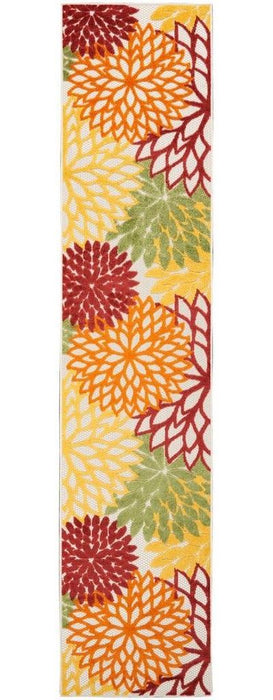 2' X 12' Floral Non Skid Indoor / Outdoor Runner Rug - Red