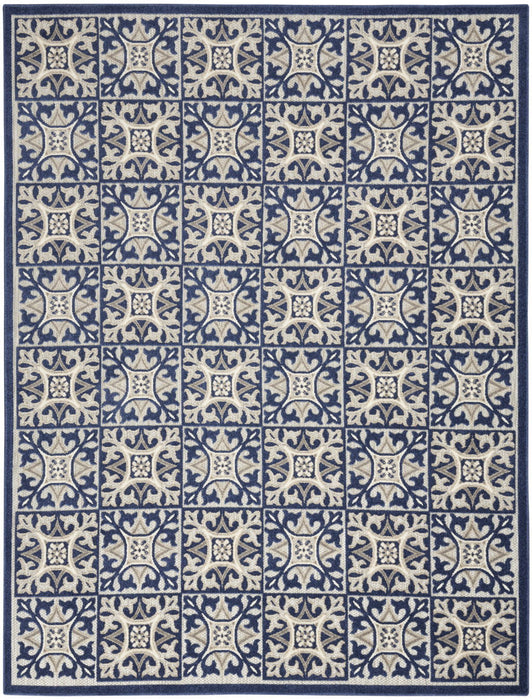 6' X 9' Fleur De Lis Stain Resistant Non Skid Area Rug - Blue