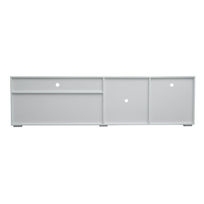 TV Stand High Gloss Doors Modern TV Stand LED (White)