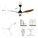 Ceiling Fan With Lights Quiet DC Motor 3 Blade Ceiling Fans 6 Speed Levels, Reversible Ceiling Fan - Matte Black / Wood Daily Nest