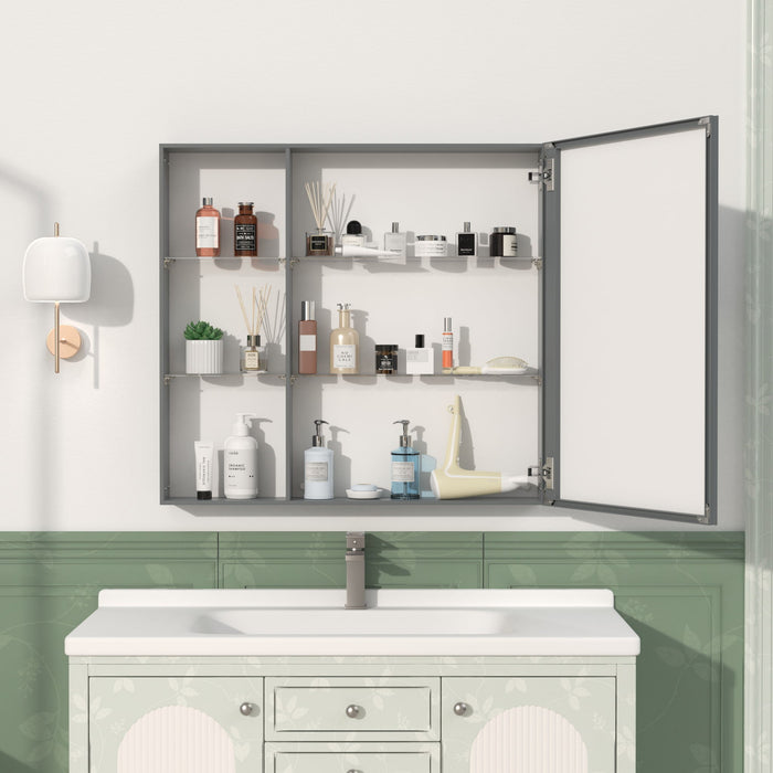 Medicine Cabinet, Wall Mounted Bathroom Mirror With Storage, Adjustable Shelves - Black Brown Home Essentials