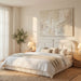 Queen Size Upholstered Platform Bed With Tufted Headboard - White Noble House