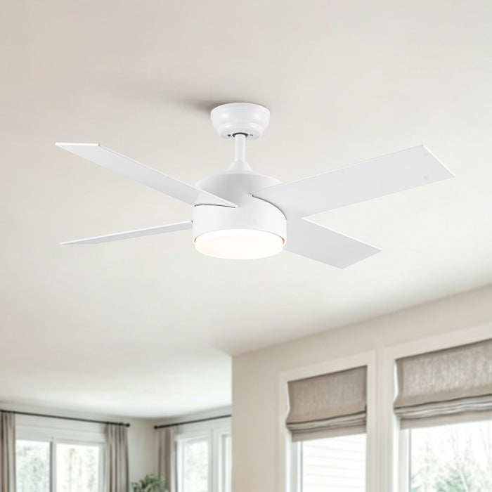 Ceiling Fan With Remote Control, Reversible DC Motor, 6 Speeds, 3 Dimmable LED, Quiet Timer For Indoor - White Daily Nest
