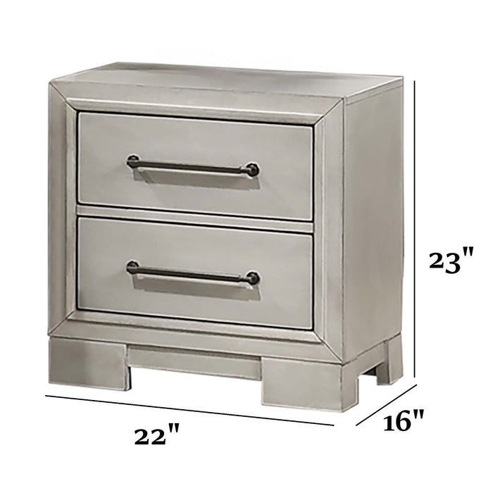 Nightstand With Square Legs And Sleek Handles - Antique White Home Essentials
