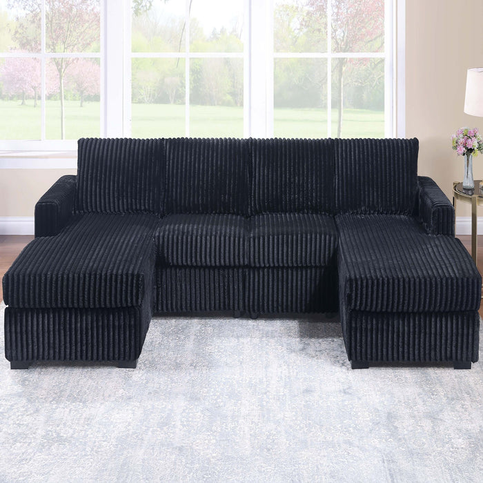 U-Shaped Sectional Set With Cushion Back Armless Chairs Right And Left Arm Chaise Home Essentials