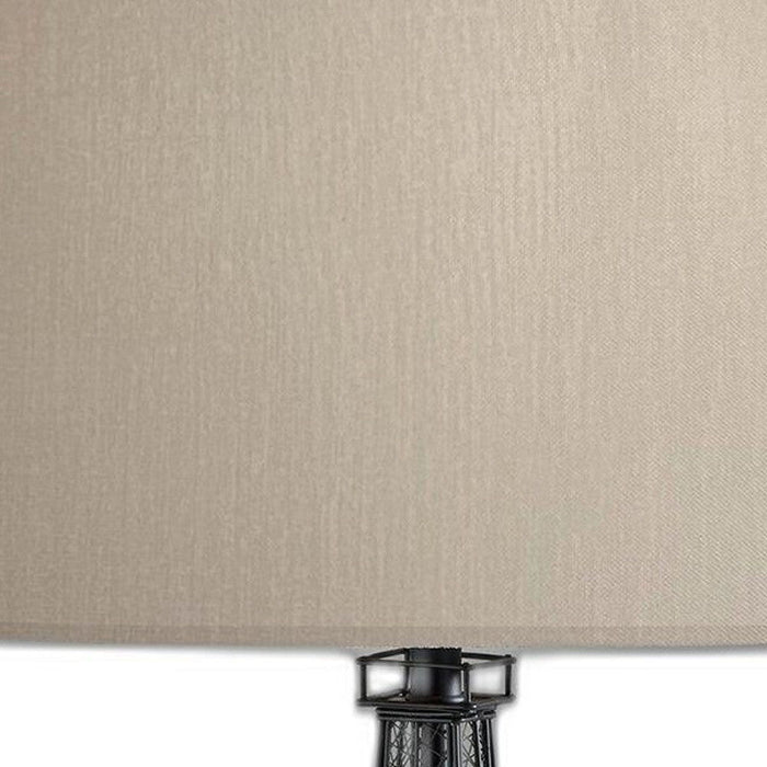 Acrylic Paris Desk Table Lamp With White Drum Shade - Black