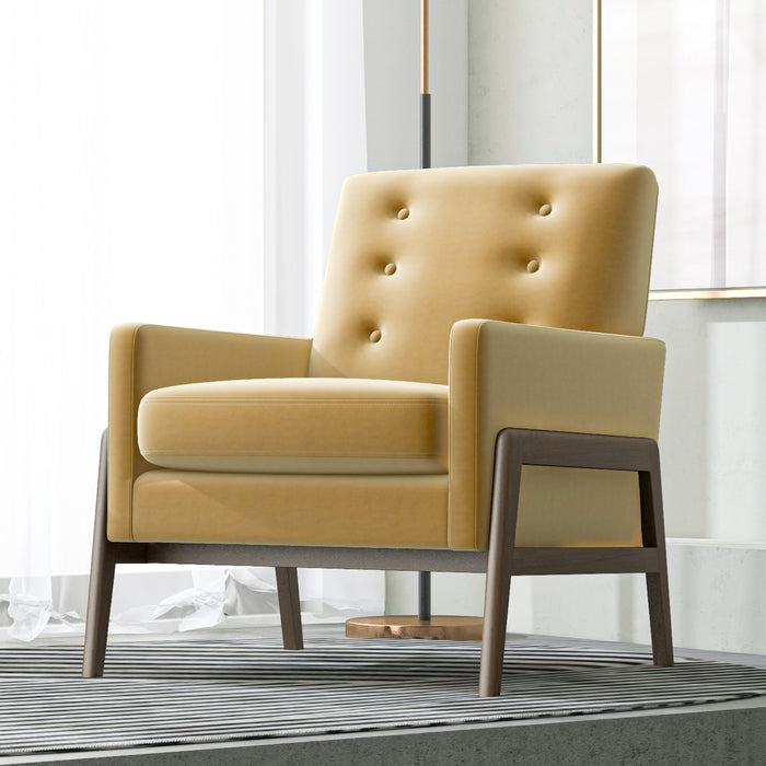 Cole Solid Wood Lounge Chair - Yellow