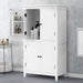 Elegant Bathroom Floor Storage Cabinet With 4 Doors, Adjustable Shelves Hearth and Haven