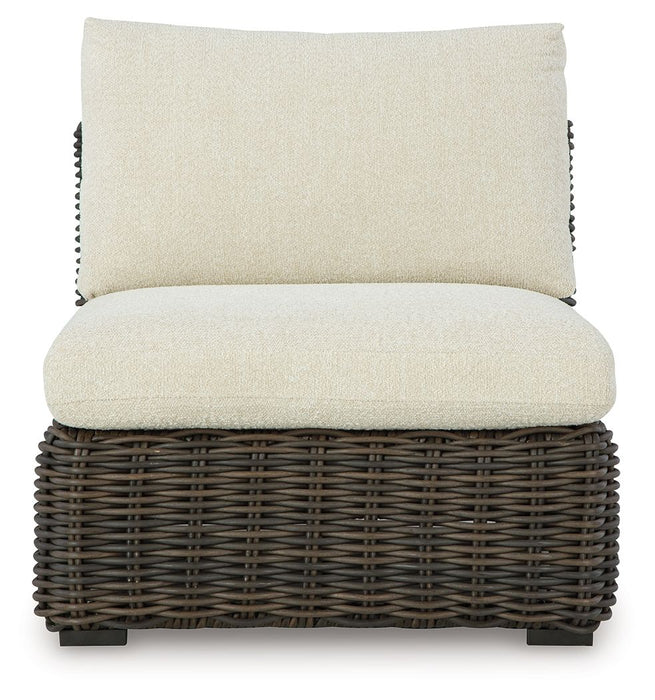 Kimora - Armless Chair With Cushion - Beige / Dark Brown