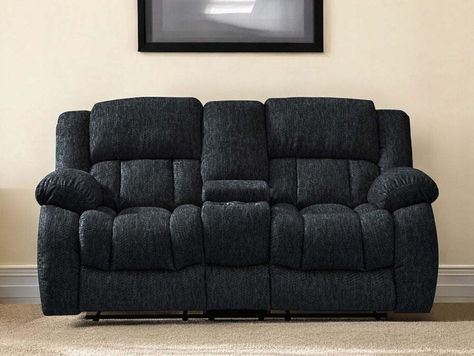 Manual Reclining Loveseat With Storage - Black