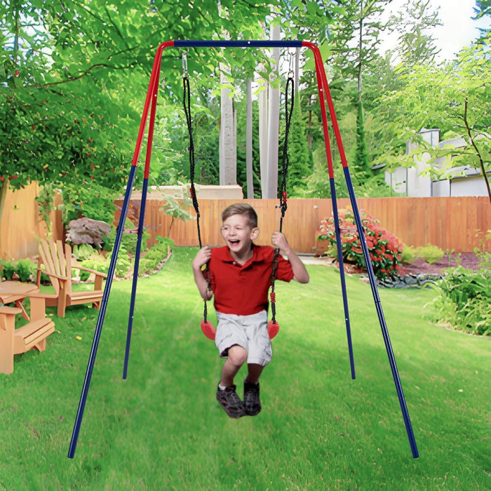 Xiunan Leisure - 2 In 1 Baby Swing Set Safe Playground Accessory - Blue / Red