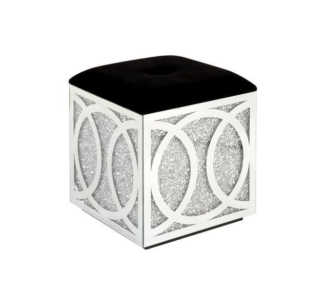Noralie - 24" Ottoman With Storage - Mirrored & Faux Diamonds