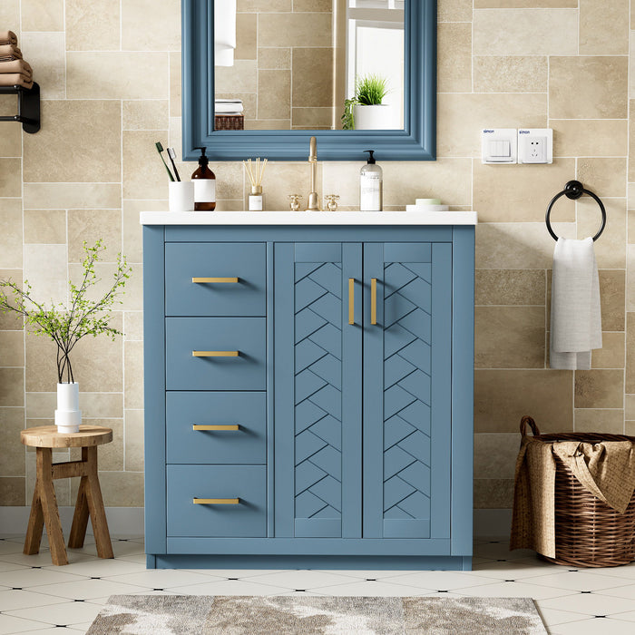 Retro Style Bathroom Vanity With 3 Drawers & Soft-Closing Doors Hearth and Haven