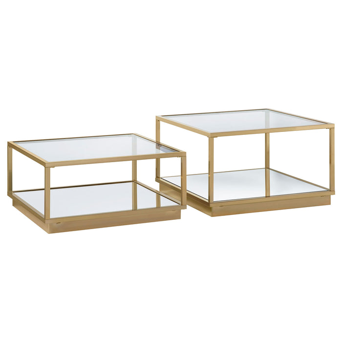 Emeline - 2 Piece Coffee Table Set - Brushed Brass Furniture Max