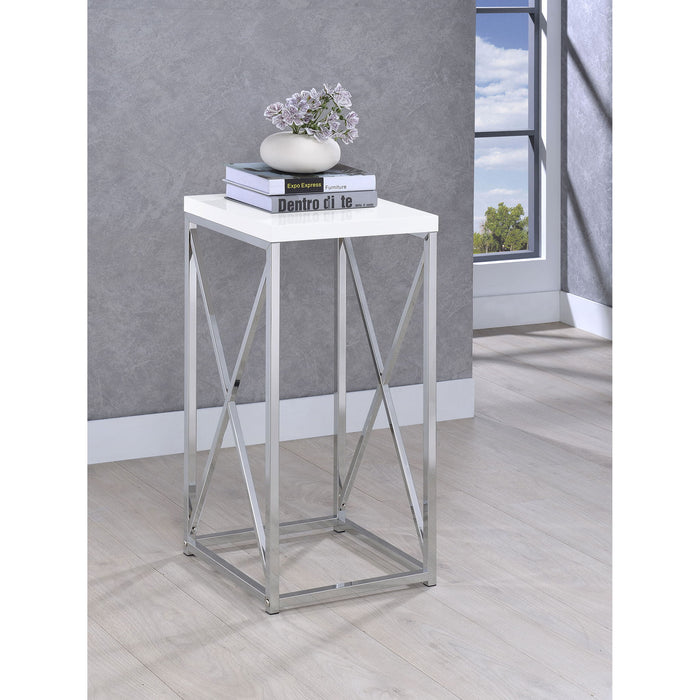 Accent Table With Accents - Glossy White Furniture Max
