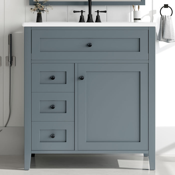 Bathroom Vanity With Sink, 3 Drawers And Adjustable Shelf, Freestanding Storage Unit Hearth and Haven