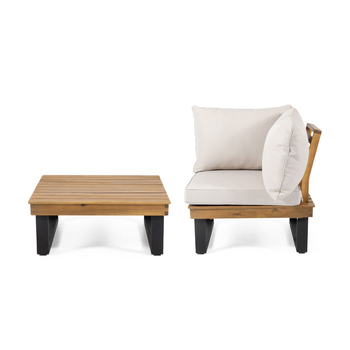Sebastian Corner Chair, Coffee Table - Beige / Light Brown