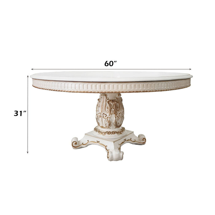 Vendome - 76" Round Dining Table With Pedestal Base - Antique Pearl ACME