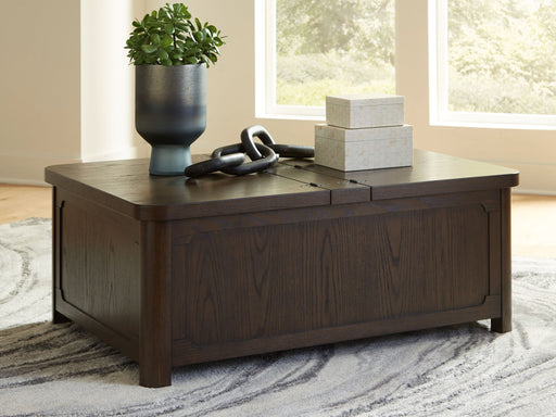 Breckington - Cocktail Table With Storage - Dark Brown Signature Design by Ashley®