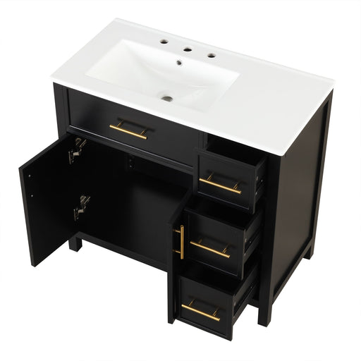 Modern Bathroom Vanity With Sink Top, 2 Doors And 3 Drawers Hearth and Haven