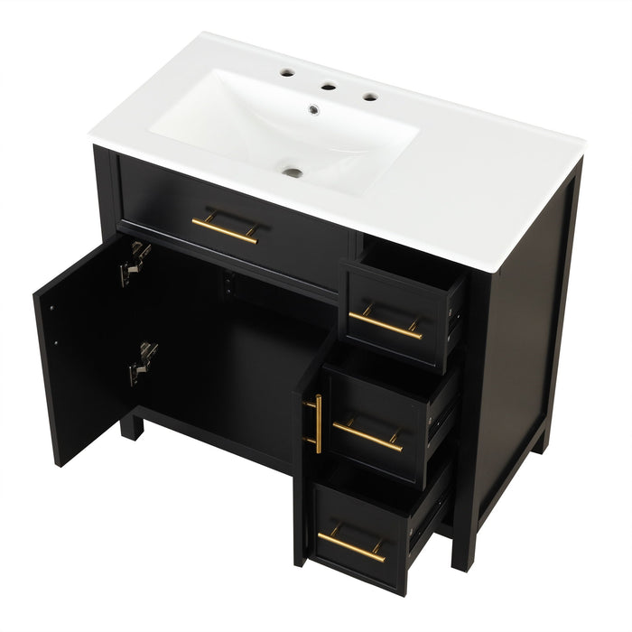 Modern Bathroom Vanity With Sink Top, 2 Doors And 3 Drawers Hearth and Haven